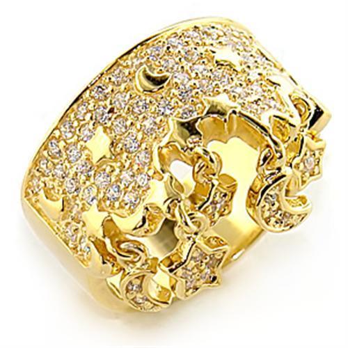 JCE014 Gold 925 Sterling Silver Ring with AAA Grade CZ  in Clear